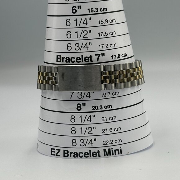 Vintage Guess Moon Phase Watch Men Silver Gold Two-Tone Blue Dial New Battery - Picture 10 of 12